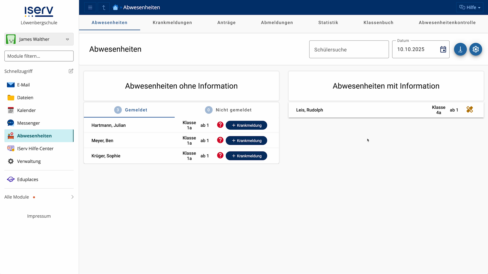 Abwesenheiten Übersicht 1