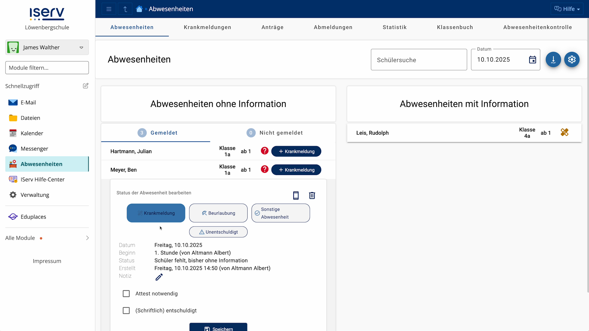 Abwesenheiten Übersicht 2