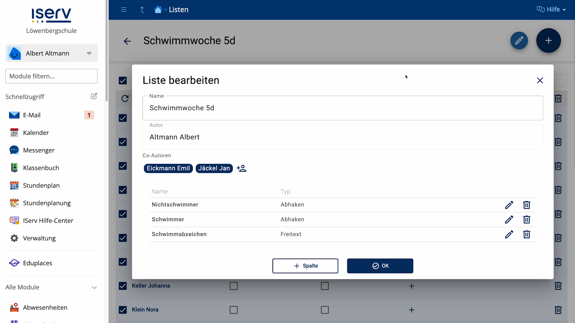 Listen nachträglich bearbeiten