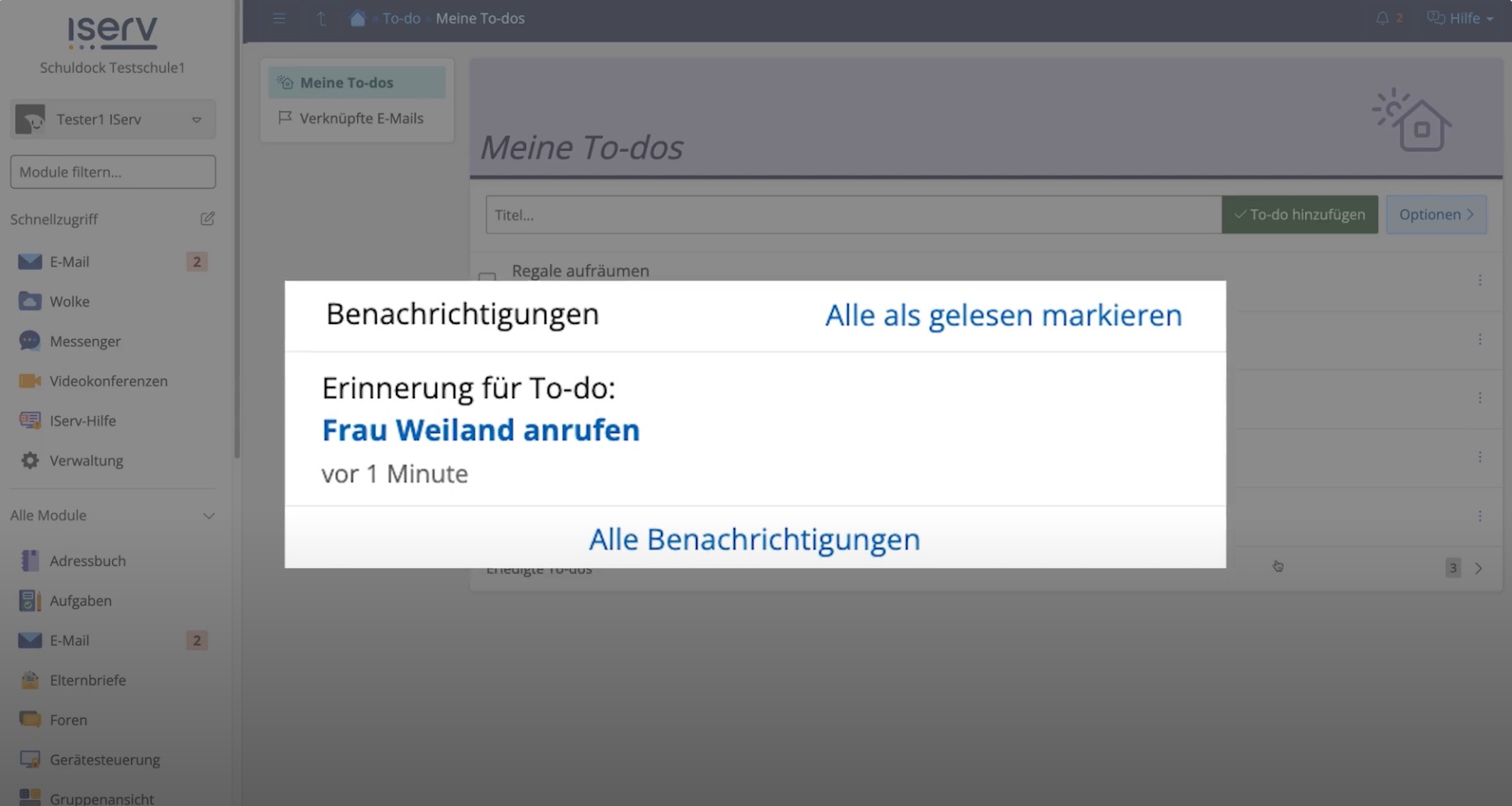 Benachrichtigung IServ Schulplattform